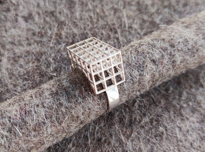 Ring with squares design (small) 3d printed 