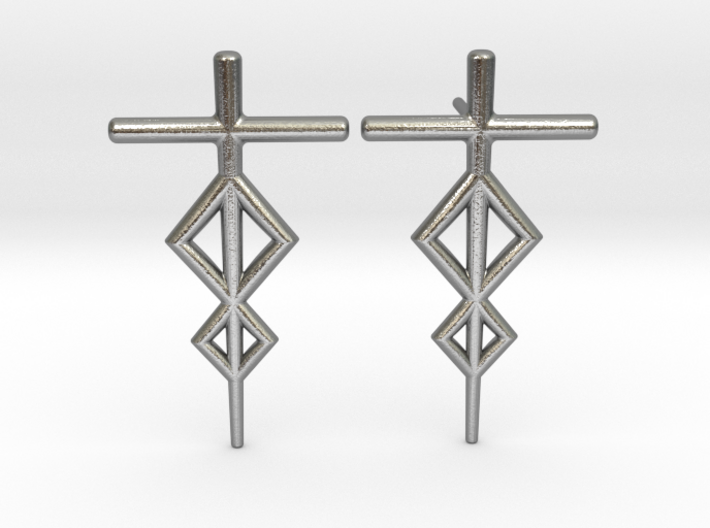 Runish Rhombus - Post Earrings 3d printed 