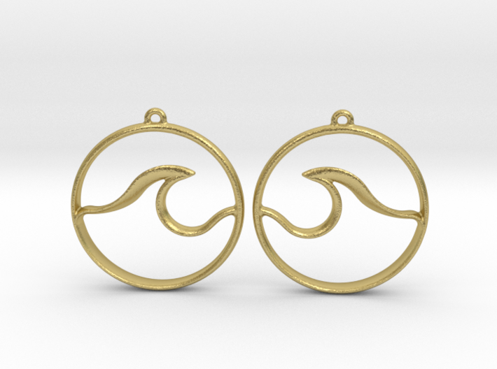 Wave Amulet II (full circle) - Drop Earrings 3d printed