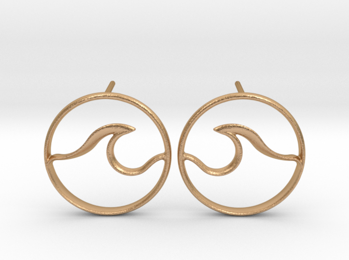 Wave Amulet II (full circle) - Post Earrings 3d printed