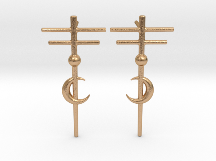 Runish Crescent Moon - Post Earrings 3d printed