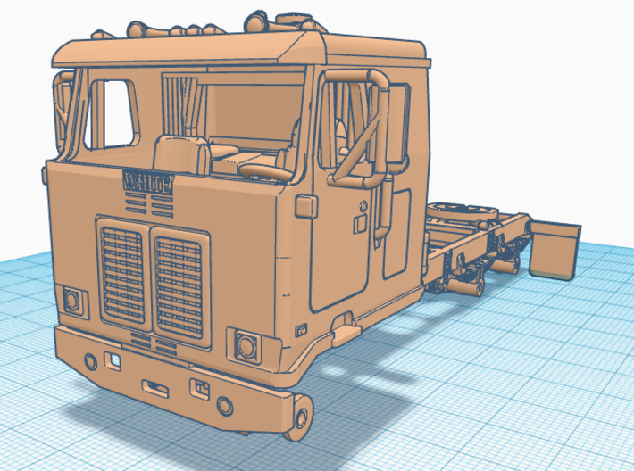 1/64th White Road Commander 2 sleeper cab 3d printed Shown on frame not included