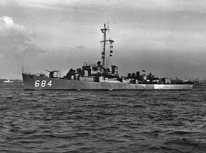 Nameplate USS DeLong DE-684 3d printed Rudderow-class destroyer escort USS DeLong DE-684.