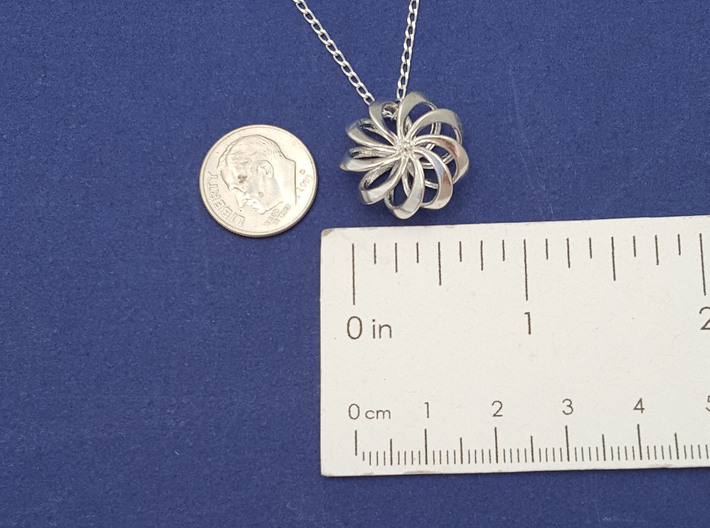 Rosette (small) pendant in cast metals 3d printed 