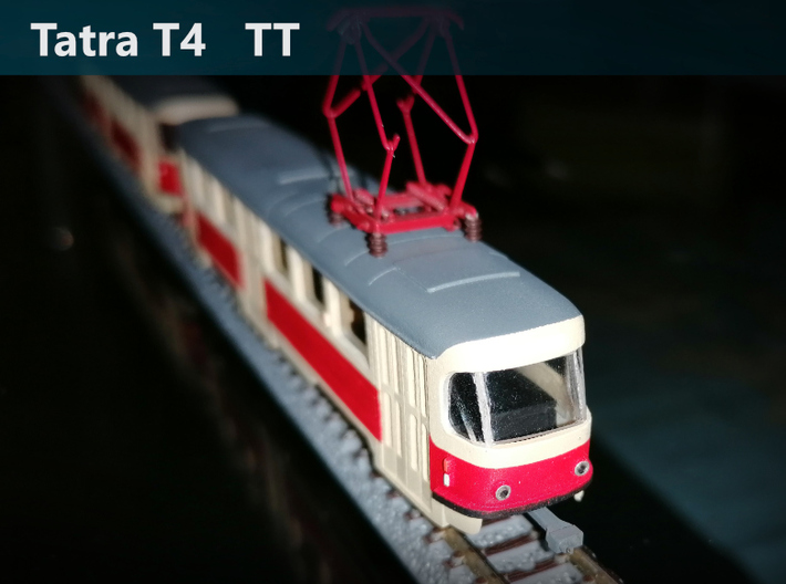 Tatra T4 TT [body] 3d printed Finished model of Tatra T4 in TT scale