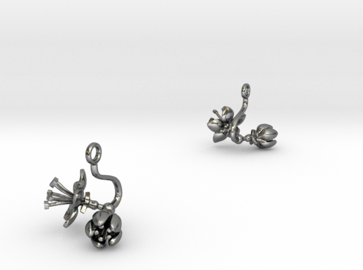 Earrings with two small flowers of the Apple 3d printed
