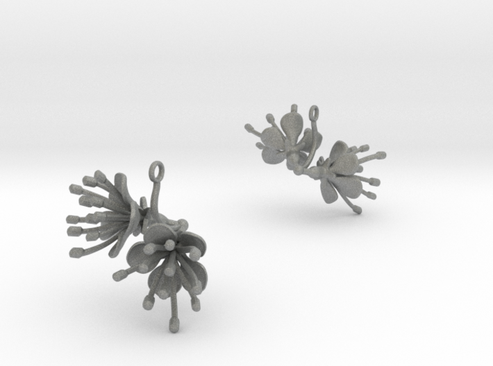 Earrings with two large flowers of the Cherry 3d printed