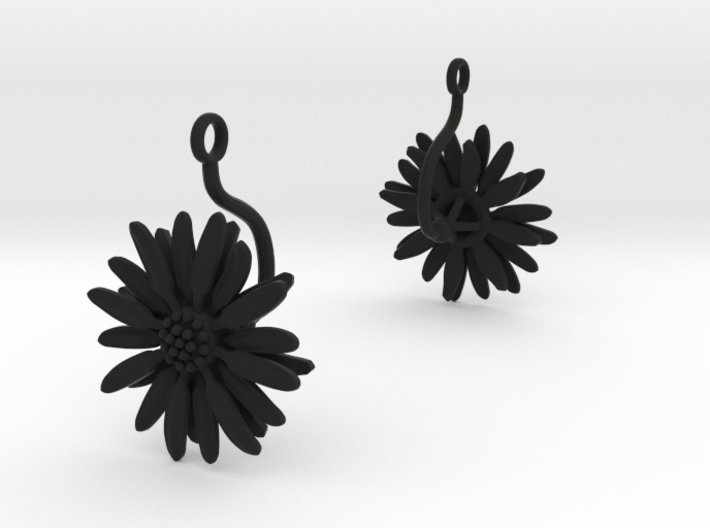 Earrings with one large flower of the Daisy 3d printed