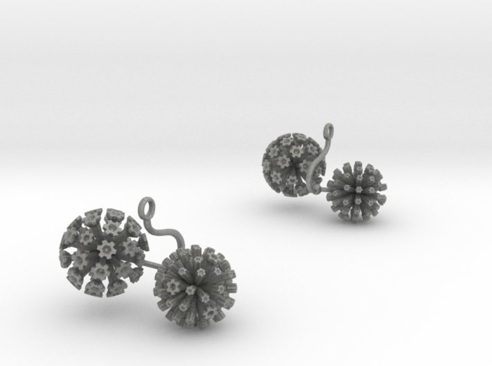 Earrings with two large flowers of the Garlic 3d printed