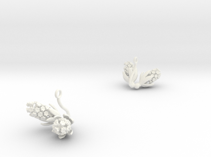 Earrings with two large flowers of the Hyacint 3d printed