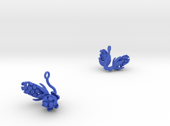 Earrings with two large flowers of the Hyacint 3d printed