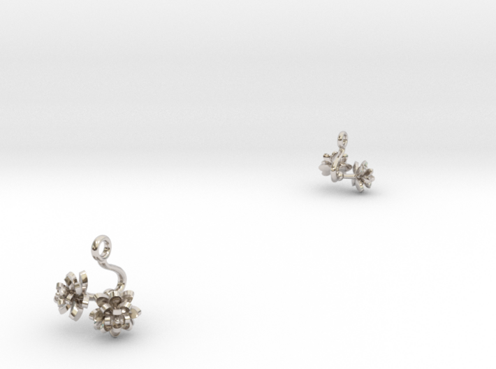 Earrings with two small flowers of the Lotus 3d printed