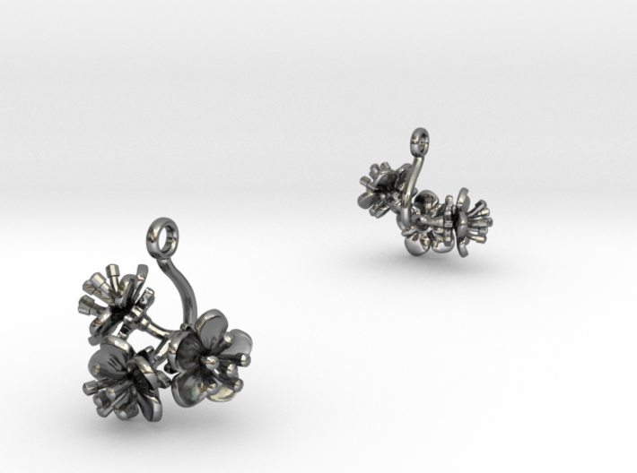 Earrings with three small flowers of the Peach 3d printed