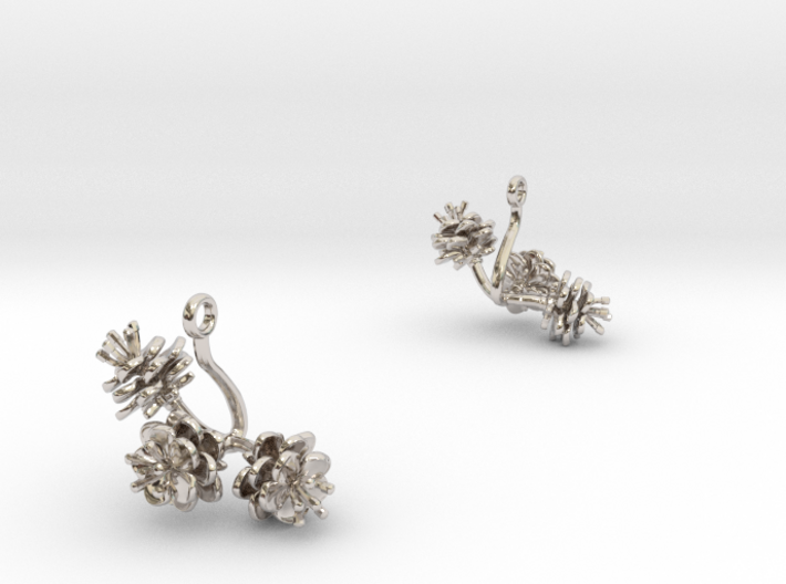 Earrings with three small flowers of the Peach Inv 3d printed