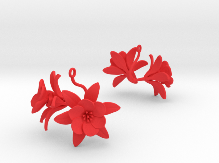 Earrings with two large flowers of the Pomegranate 3d printed