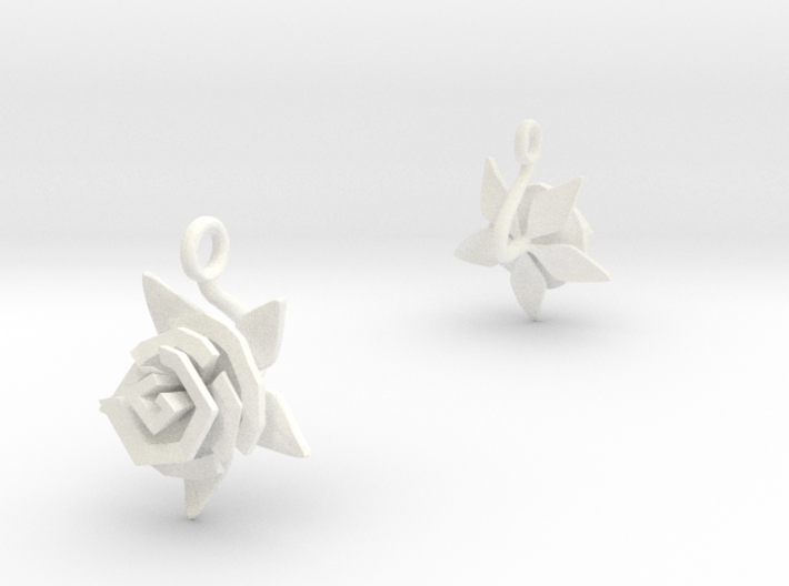 Earrings with one large flower of the Rose I 3d printed