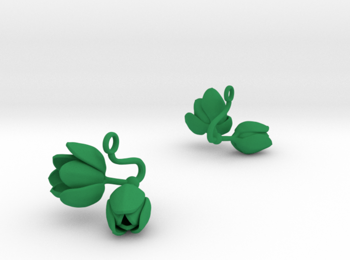 Earrings with two large flowers of the Tulip 3d printed