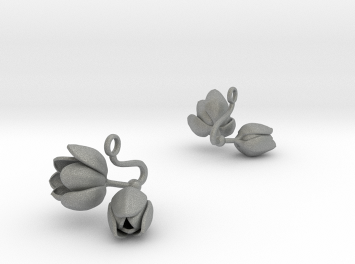 Earrings with two large flowers of the Tulip 3d printed