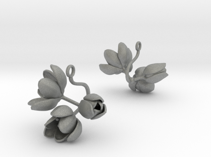 Earrings with three large flowers of the Tulip 3d printed