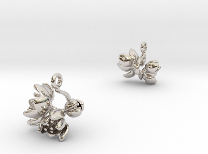 Earrings with three small flowers of the Tulip 3d printed