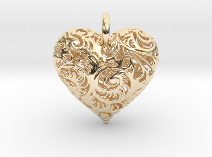 Filigree Heart Pendant 3d printed