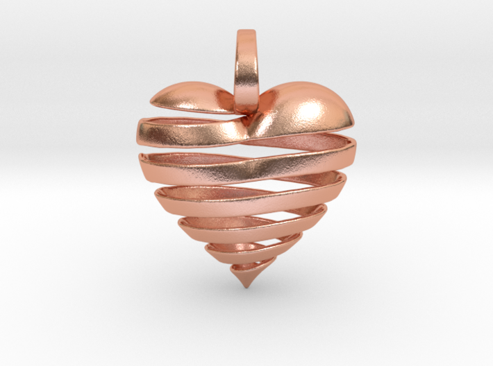 Ribbon Heart Pendant 3d printed