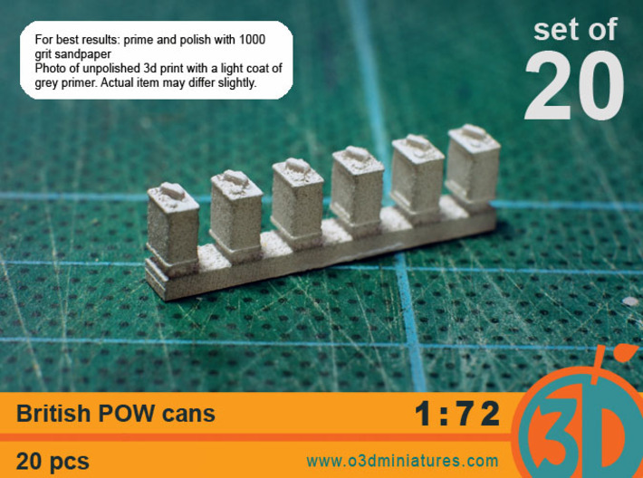 British POW Cans 1/72 scale pack of 20 3d printed actual print may differ slightly from photo