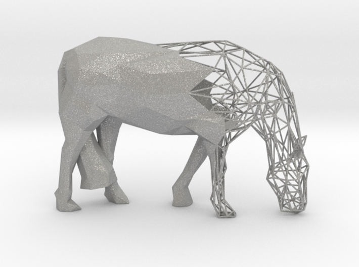 Semiwire Low Poly Grazing Horse 3d printed