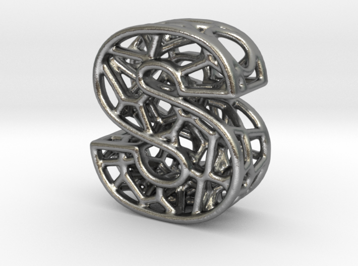 Bionic Necklace Pendant Design - Letter S 3d printed