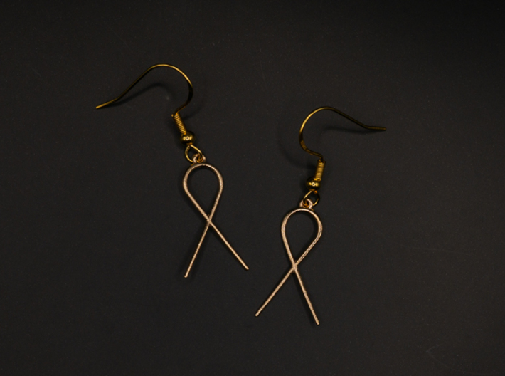 Runish Fish II - Drop Earrings 3d printed Natural Bronze