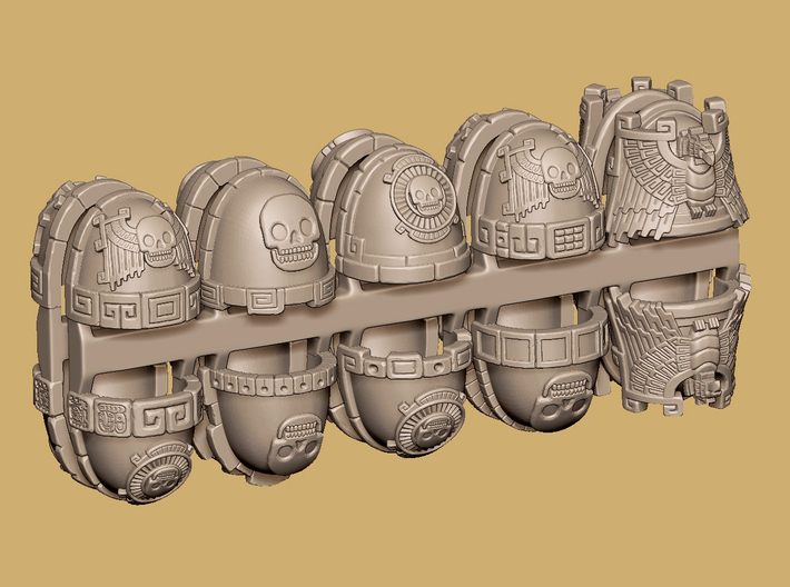 Mesoamerican Pauldrons - Command - Sprue x20 3d printed 