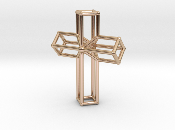 Cross Pendant Wireframe Design 3d printed