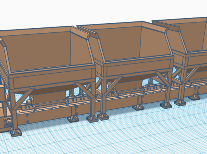 1/64th Conveyor for Hopper bins  3d printed shown w hopper bins