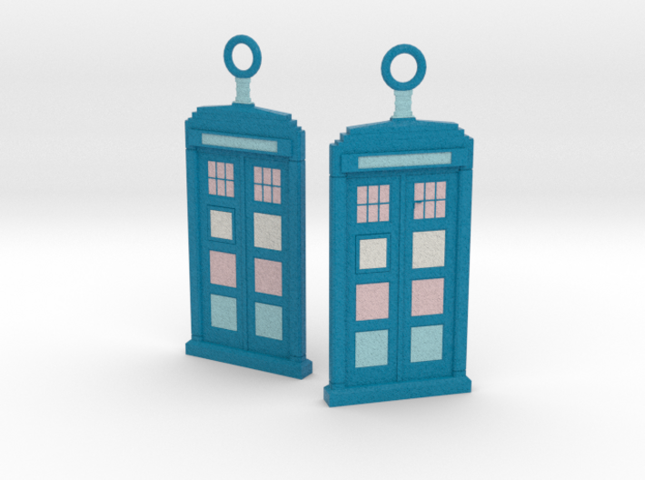 TARDIS Pride Earrings 3d printed Transgender 