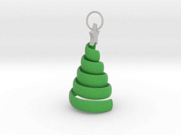 Xmas Swirl Tree Pendant/ keyring/ decoration 3d printed