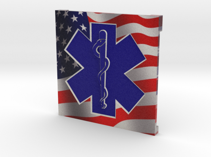 EMS Plaque with American Flag 3d printed