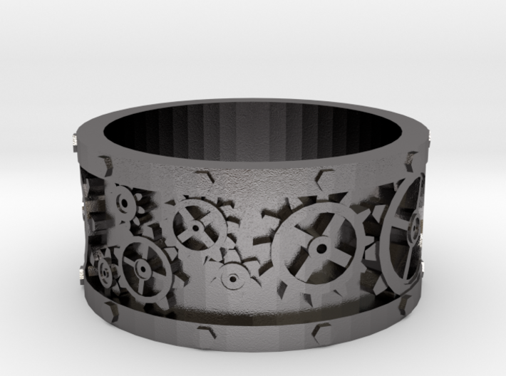 Steampunk Geared Ring 3d printed