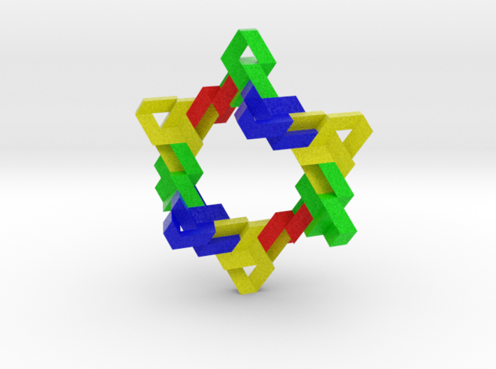 Ten Linked Trefoil Knots from Triangular Beam 3d printed