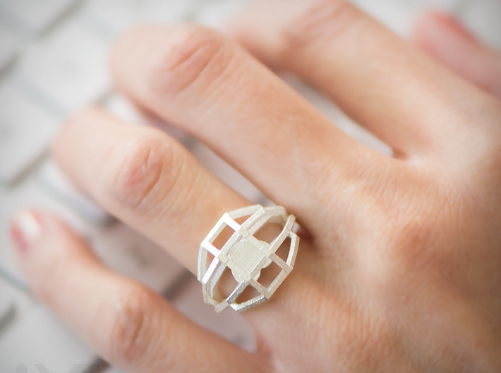 Geometry Caged Love Ring - My Heart Is In A Cage - 3d printed 