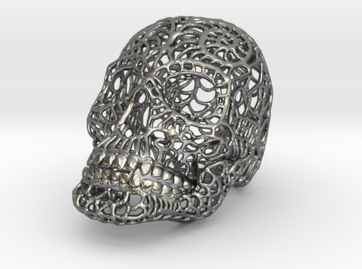 Silver Skull Cage Necklace 3d printed