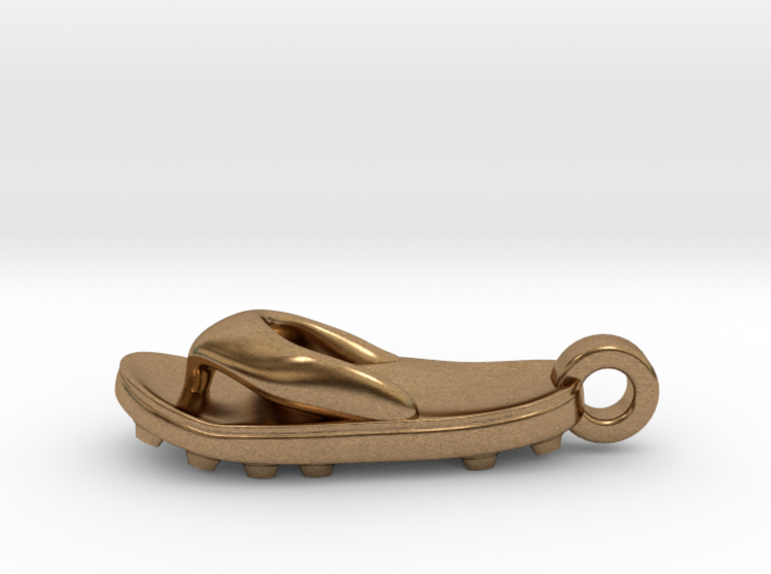 Soccer / football flipflop pendant 3d printed flipflop sandal Raw Brass