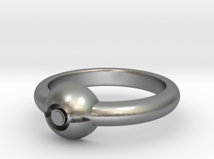 Pokeball Ring-Thin Band (Edit size in description) 3d printed