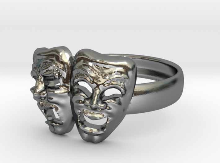 Comedy Tragedy Ring 3d printed