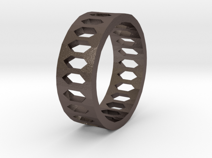 Hexagon Pattern Ring - Size 12 - Single Layer 3d printed
