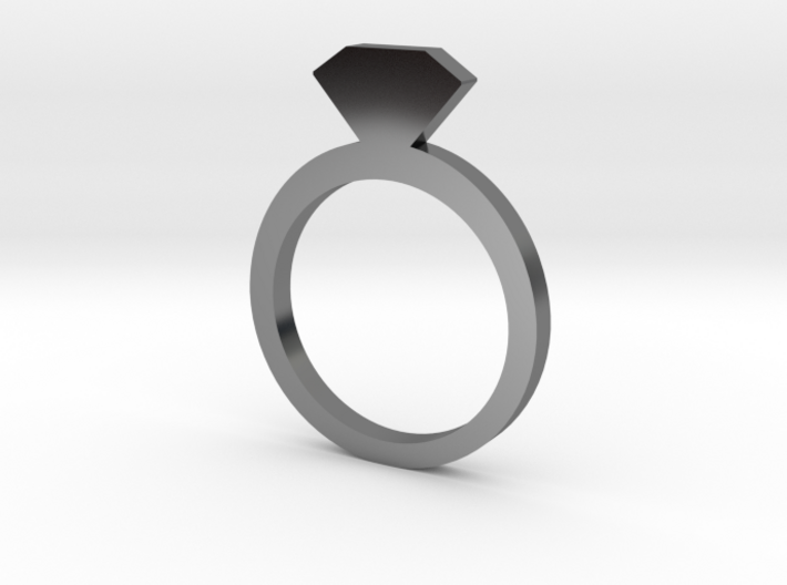 Ring5112 2D Silver Diamond Ring Size6 3d printed