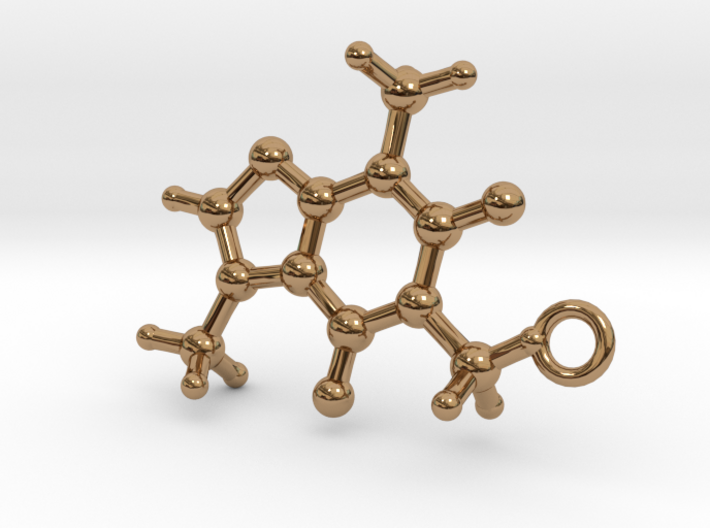 Caffeine Molecule Earring / Pendant Silver 3d printed