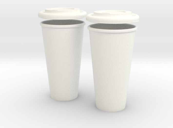 BJD Doll Coffee House Cup and Lid - 2 Pack 3d printed