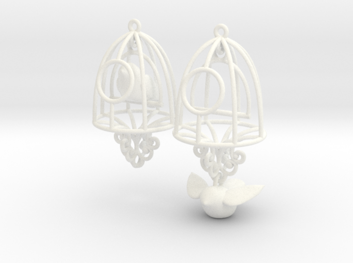 Bird in a Cage Earrings 04 3d printed