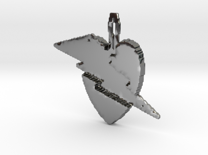 Lightening heart pendant 3d printed