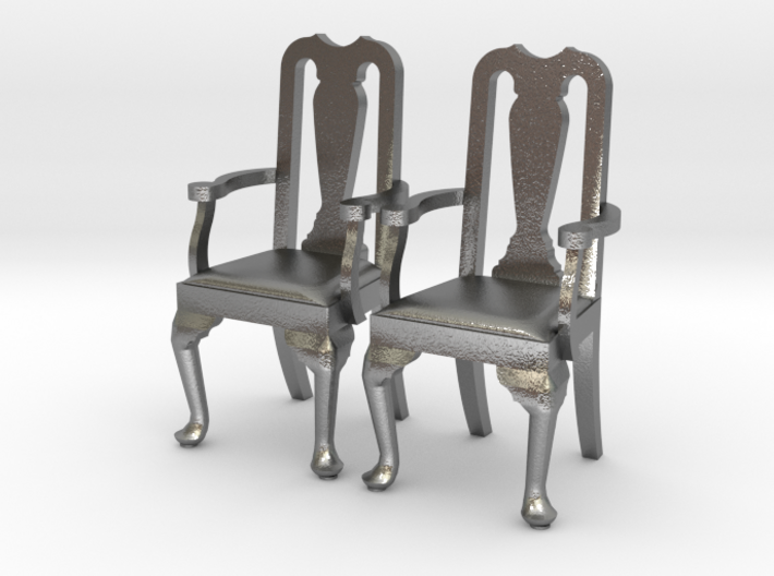 Pair of 1:48 Queen Anne Chairs, with arms 3d printed